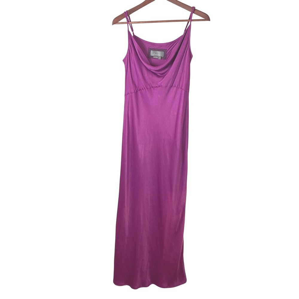 Anthropologie Satin Cowl Slip Dress Gown Sleeveless Bridesmaid‎ Fuscia Small NWT